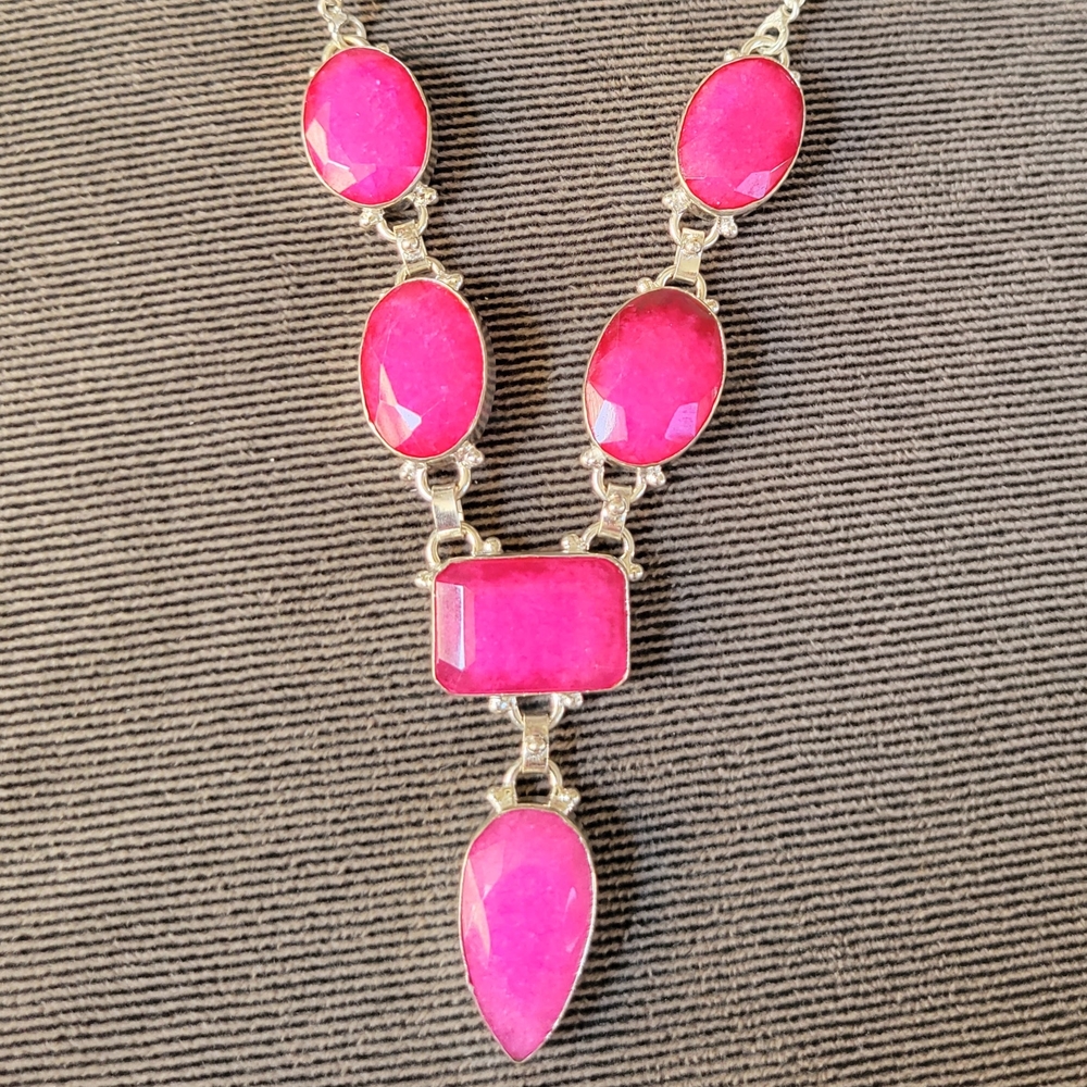 Elegant Hot Pink Gemstone Necklace